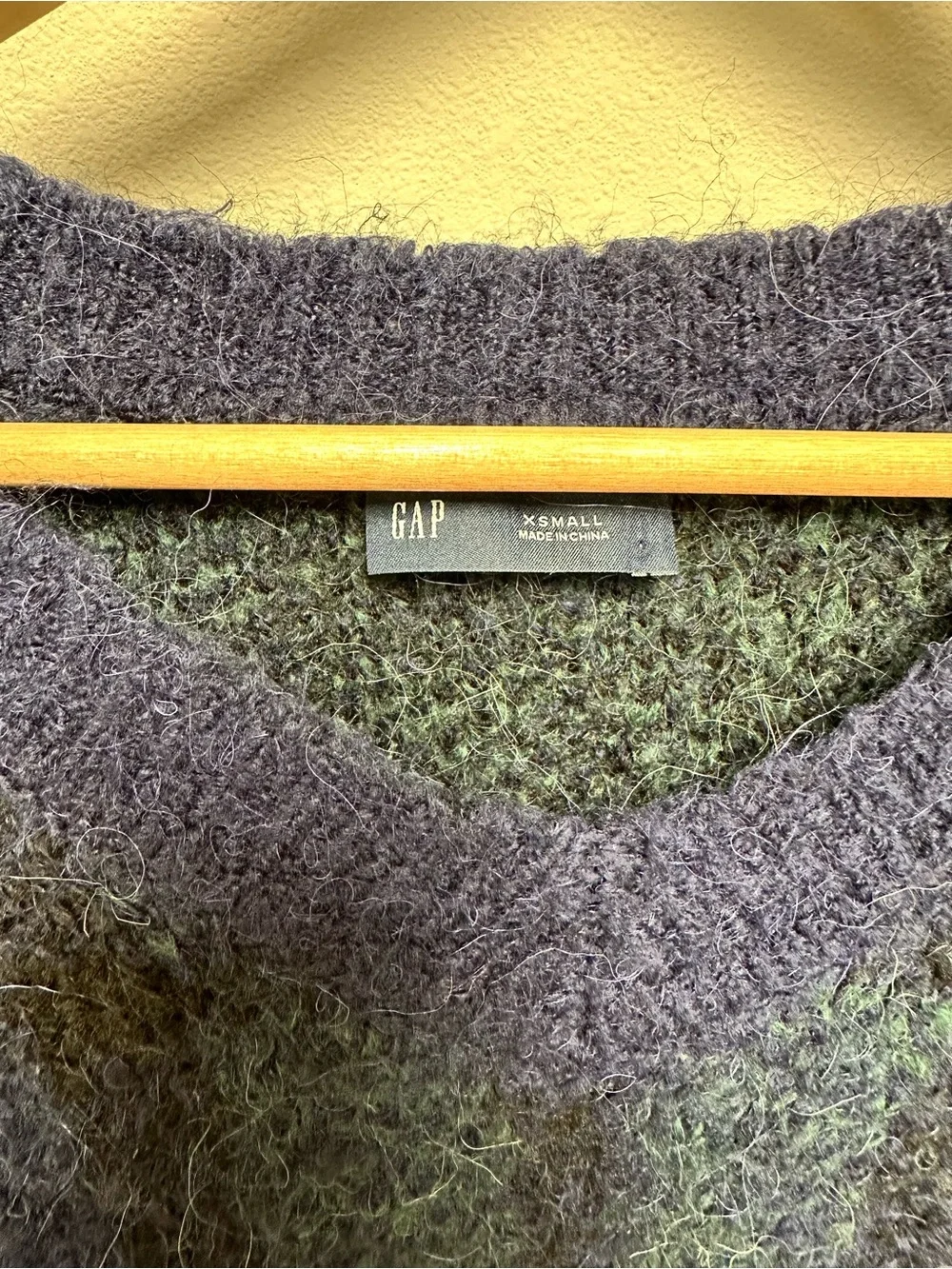 GAP Blue & Green Plaid V-Neck Sweater